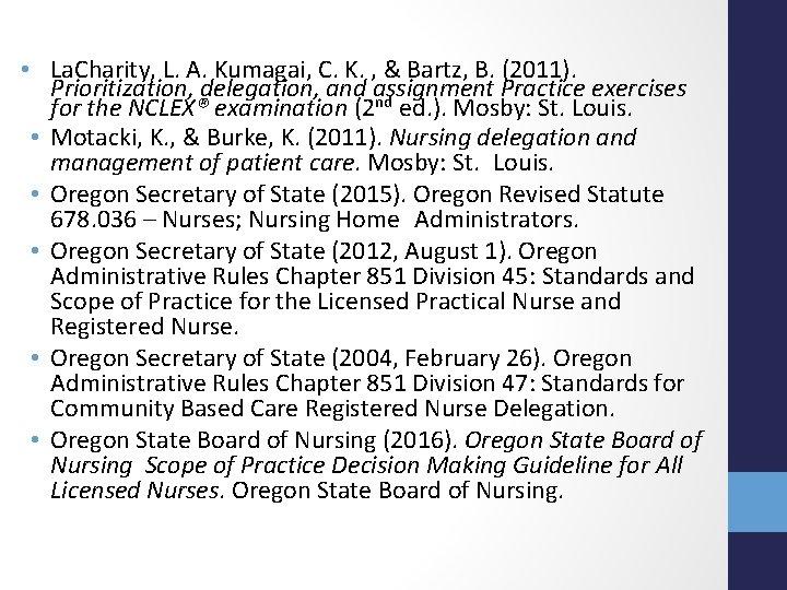 • La. Charity, L. A. Kumagai, C. K. , & Bartz, B. (2011). • La. Charity, L. A. Kumagai, C. K. , & Bartz, B. (2011).