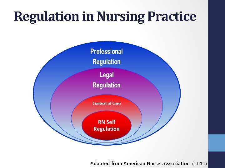 Regulation in Nursing Practice Adapted from American Nurses Association (2010) Regulation in Nursing Practice Adapted from American Nurses Association (2010)