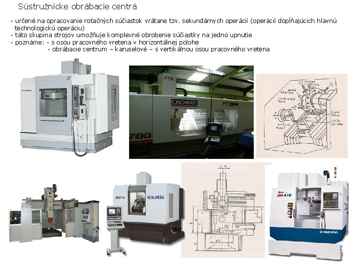 Sústružnícke obrábacie centrá - určené na opracovanie rotačných súčiastok vrátane tzv. sekundárnych operácií (operácií