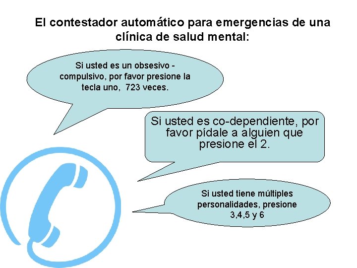 El contestador automático para emergencias de una clínica de salud mental: Si usted es