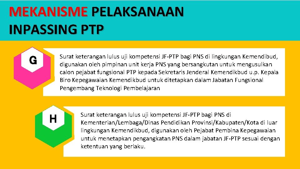 MEKANISME PELAKSANAAN INPASSING PTP Surat keterangan lulus uji kompetensi JF-PTP bagi PNS di lingkungan