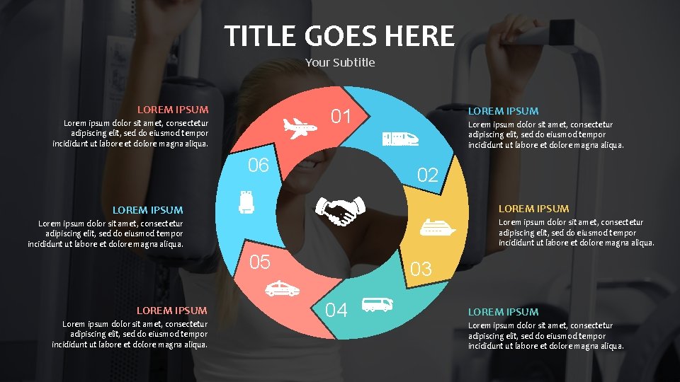TITLE GOES HERE Your Subtitle LOREM IPSUM 01 Lorem ipsum dolor sit amet, consectetur