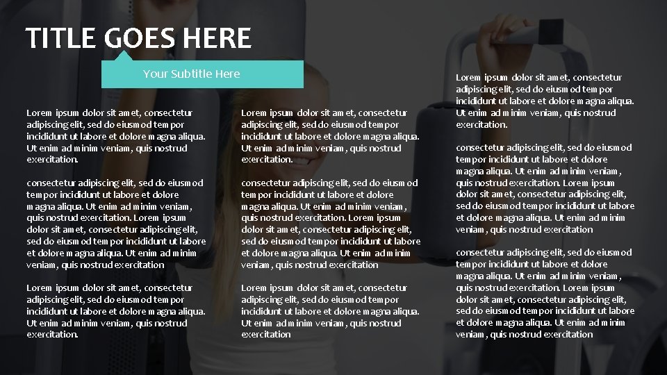 TITLE GOES HERE Your Subtitle Here Lorem ipsum dolor sit amet, consectetur adipiscing elit,