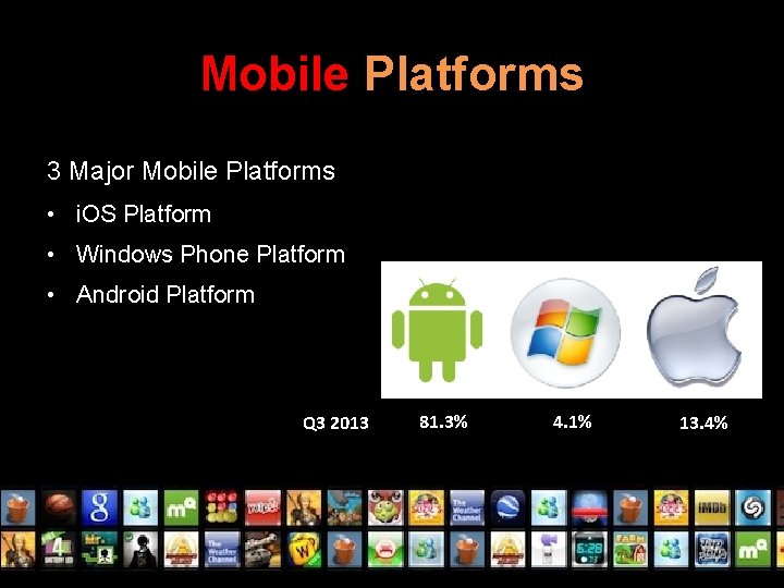 Mobile Platforms 3 Major Mobile Platforms • i. OS Platform • Windows Phone Platform