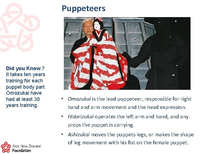 Puppeteers Did you Know. ? It takes ten years training for each puppet body