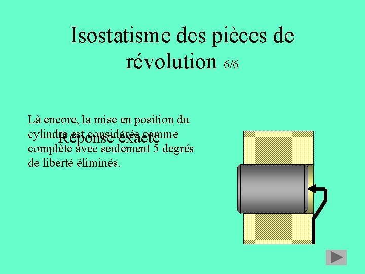 Isostatisme des pièces de révolution 6/6 Là encore, la mise en position du cylindre Isostatisme des pièces de révolution 6/6 Là encore, la mise en position du cylindre
