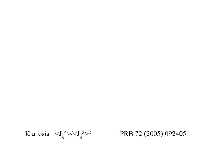 Kurtosis : <Jij 4>/<Jij 2>2 PRB 72 (2005) 092405 
