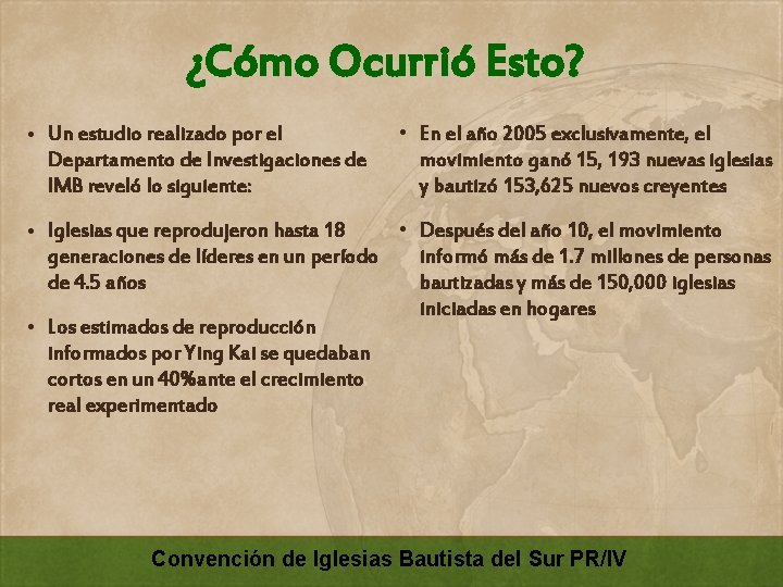 ¿Cómo Ocurrió Esto? • Un estudio realizado por el Departamento de Investigaciones de IMB