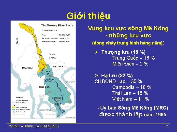 Giới thiệu Vùng lưu vực sông Mê Kông - những lưu vực (dòng chảy