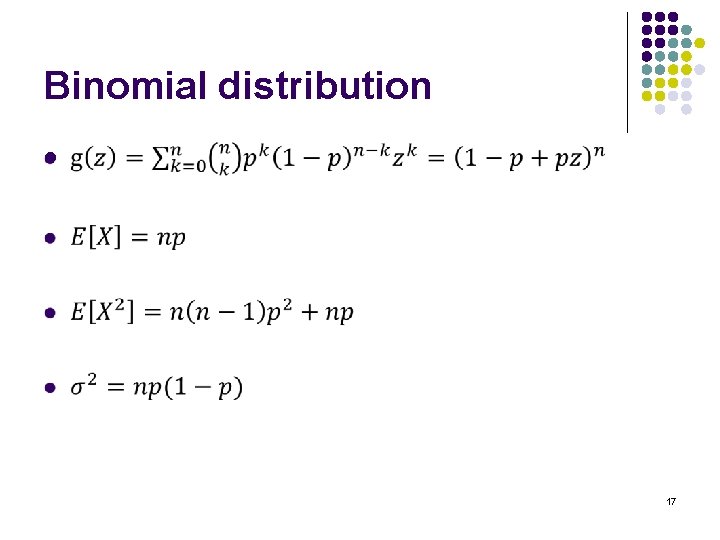 Binomial distribution l 17 