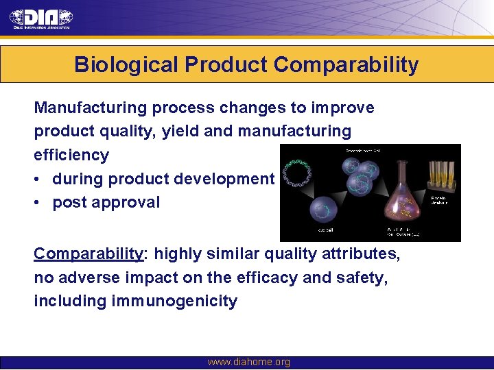 Biological Product Comparability Manufacturing process changes to improve product quality, yield and manufacturing efficiency