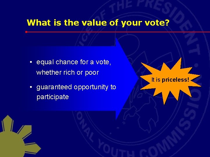 What is the value of your vote? • equal chance for a vote, whether
