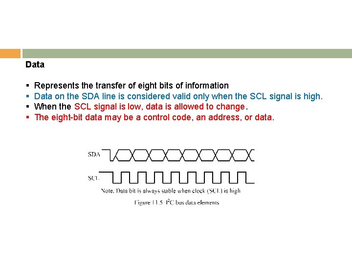Data § § Represents the transfer of eight bits of information Data on the