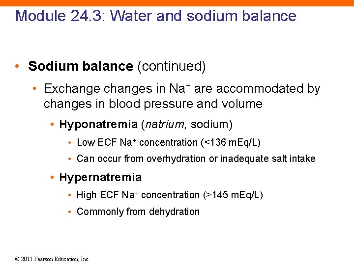 Module 24. 3: Water and sodium balance • Sodium balance (continued) • Exchanges in