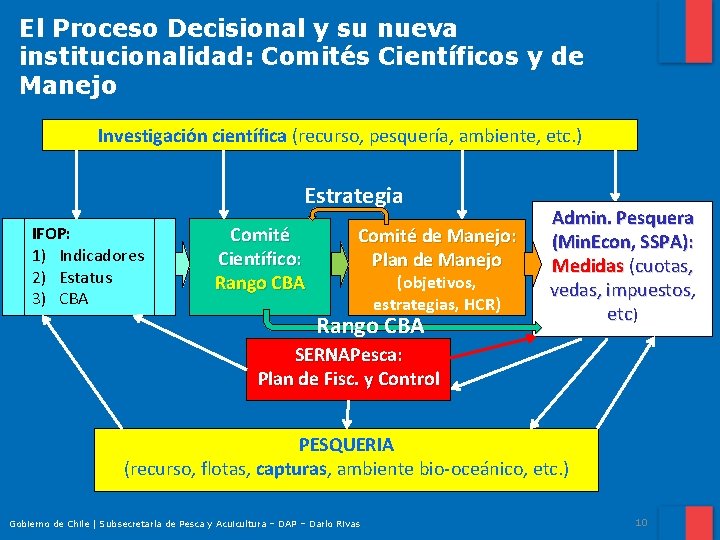 El Proceso Decisional y su nueva institucionalidad: Comités Científicos y de Manejo Investigación científica