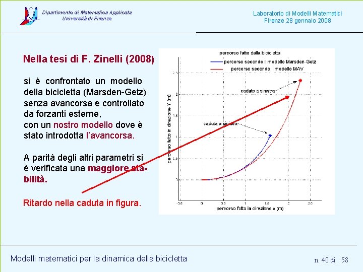 Dipartimento di Matematica Applicata Università di Firenze Laboratorio di Modelli Matematici Firenze 28 gennaio