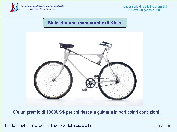 Dipartimento di Matematica Applicata Università di Firenze Laboratorio di Modelli Matematici Firenze 28 gennaio