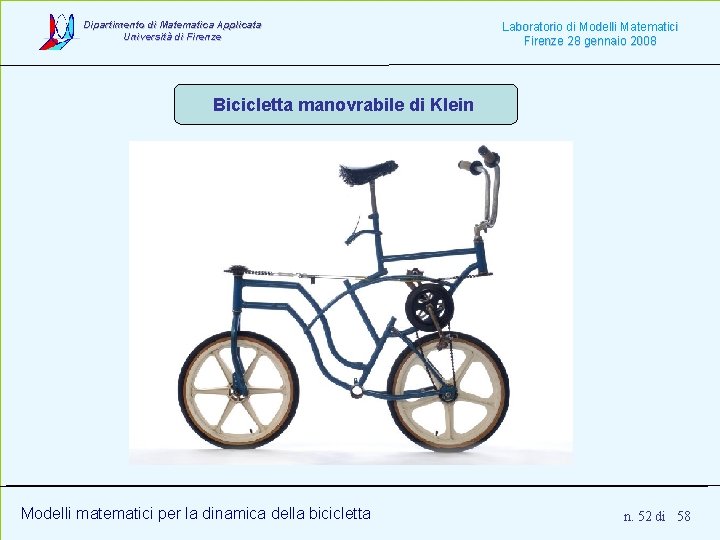 Dipartimento di Matematica Applicata Università di Firenze Laboratorio di Modelli Matematici Firenze 28 gennaio