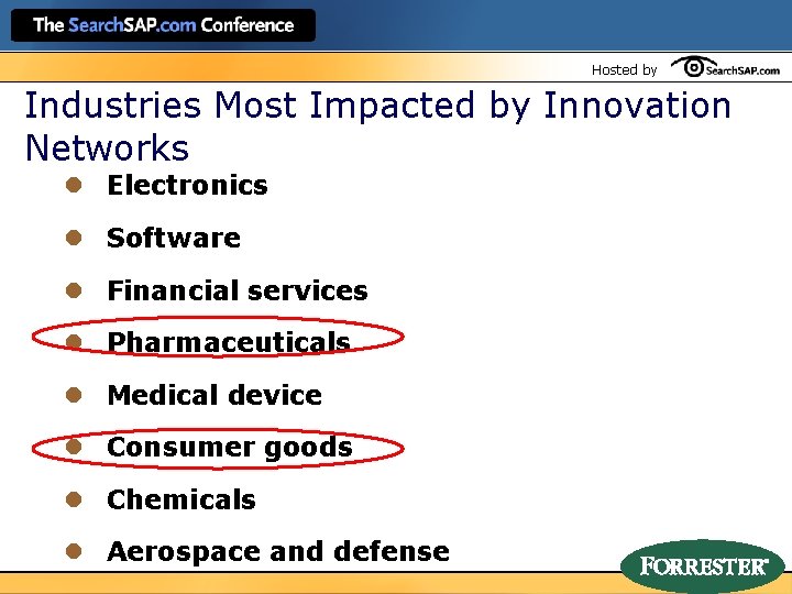 Hosted by Industries Most Impacted by Innovation Networks l Electronics l Software l Financial