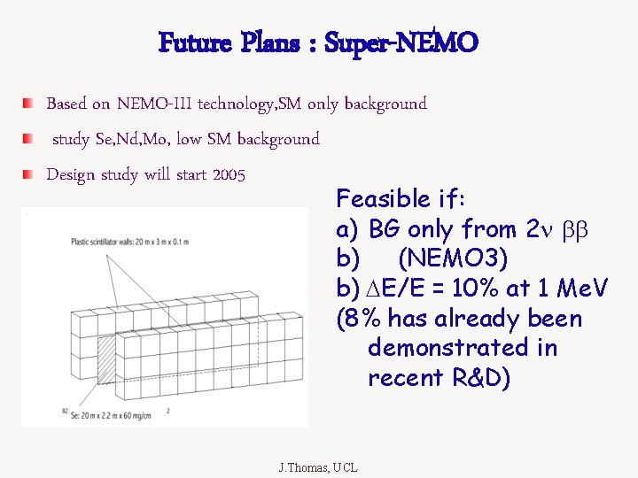 Future Plans : Super-NEMO Based on NEMO-III technology, SM only background study Se, Nd,