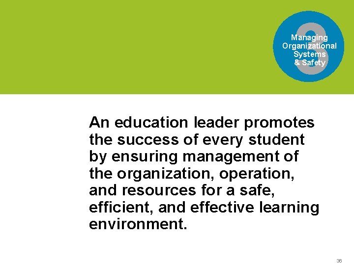 3 Managing Organizational Systems & Safety An education leader promotes success of every student