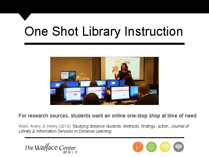 One Shot Library Instruction For research sources, students want an online one-stop shop at
