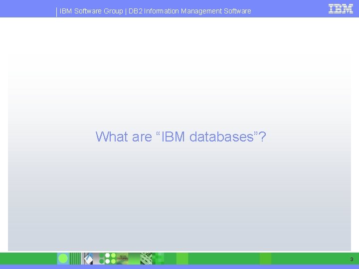 IBM Software Group | DB 2 Information Management Software What are “IBM databases”? 3