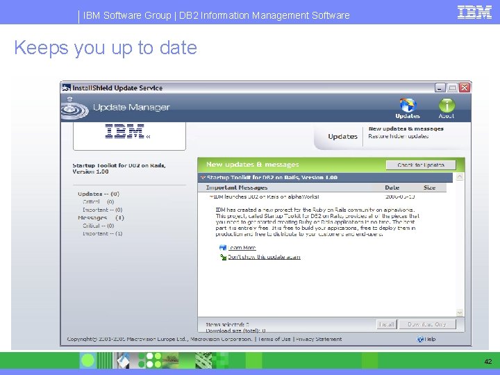 IBM Software Group | DB 2 Information Management Software Keeps you up to date