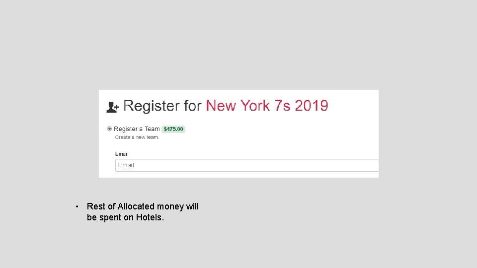  • Rest of Allocated money will be spent on Hotels. 