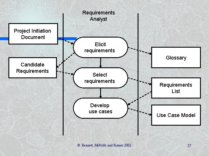 Requirements Analyst Project Initiation Document Elicit requirements Glossary Candidate Requirements Select requirements Develop use