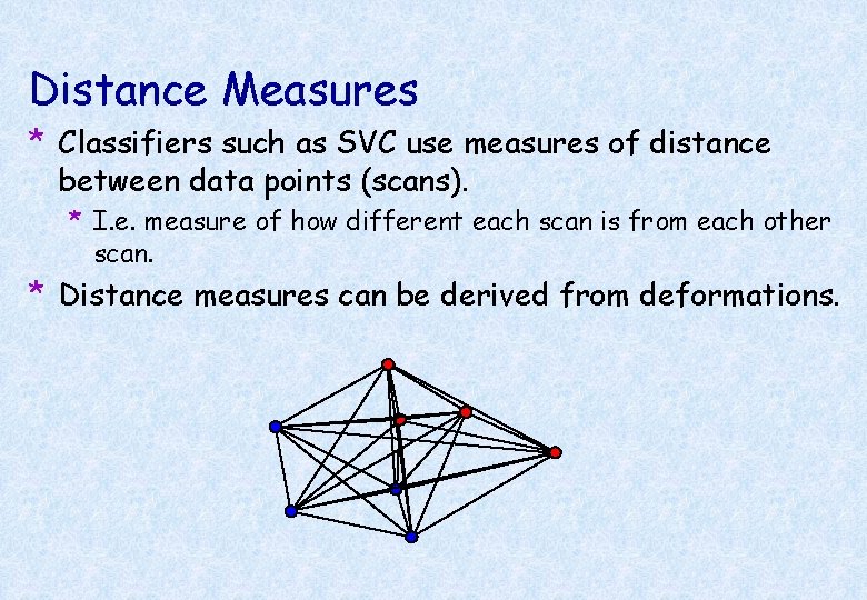 Distance Measures * Classifiers such as SVC use measures of distance between data points