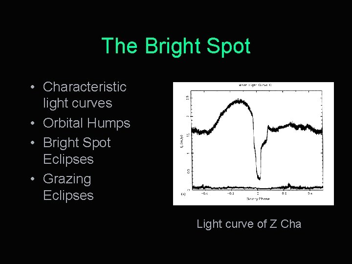 The Bright Spot • Characteristic light curves • Orbital Humps • Bright Spot Eclipses