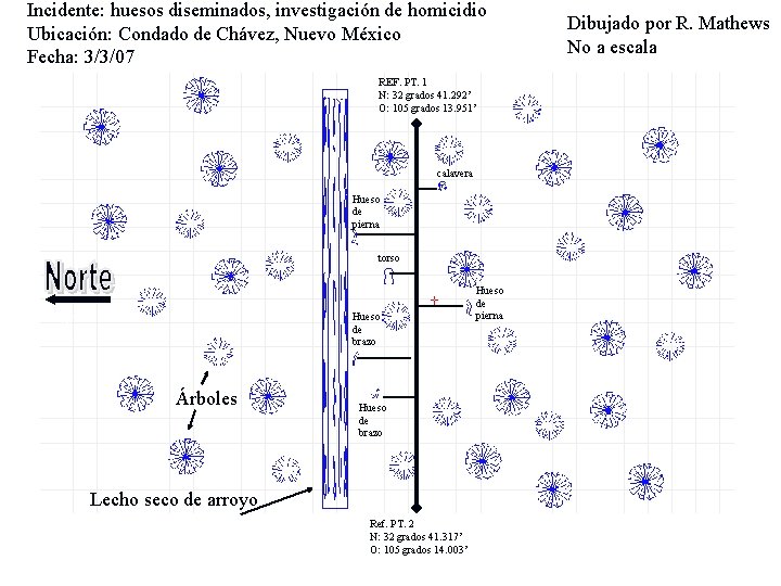 Incidente: huesos diseminados, investigación de homicidio Ubicación: Condado de Chávez, Nuevo México Fecha: 3/3/07