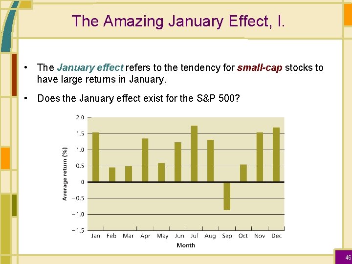 The Amazing January Effect, I. • The January effect refers to the tendency for