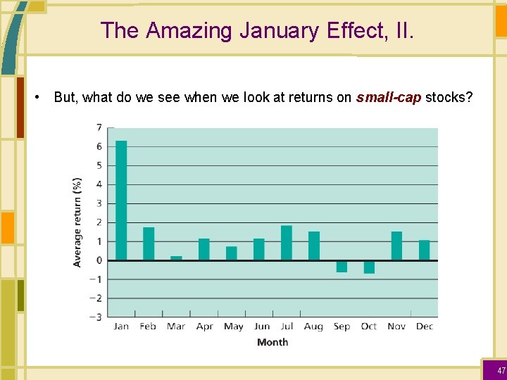 The Amazing January Effect, II. • But, what do we see when we look