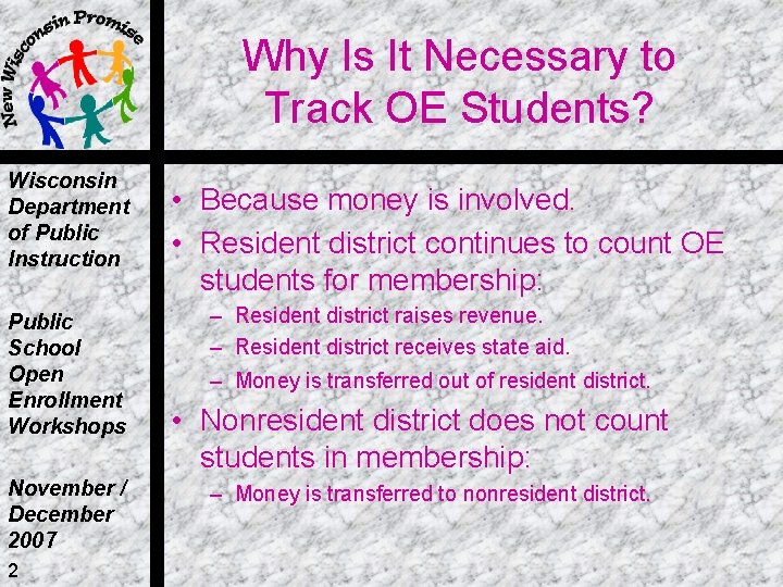 Why Is It Necessary to Track OE Students? Wisconsin Department of Public Instruction Public