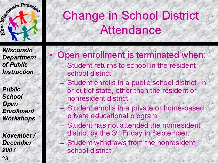 Change in School District Attendance Wisconsin Department of Public Instruction Public School Open Enrollment