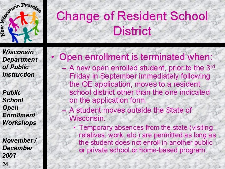 Change of Resident School District Wisconsin Department of Public Instruction Public School Open Enrollment