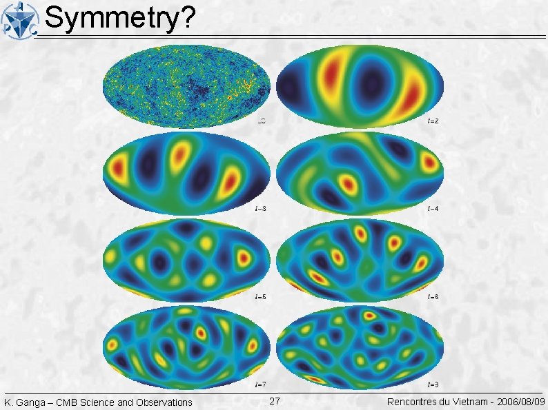 Symmetry? K. Ganga – CMB Science and Observations 27 Rencontres du Vietnam - 2006/08/09