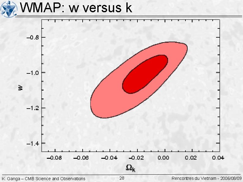 WMAP: w versus k K. Ganga – CMB Science and Observations 28 Rencontres du
