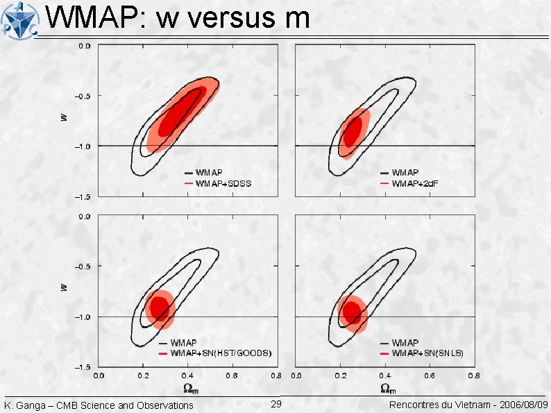 WMAP: w versus m K. Ganga – CMB Science and Observations 29 Rencontres du