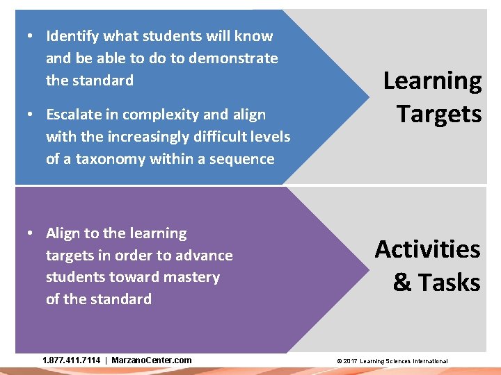  • Identify what students will know and be able to do to demonstrate