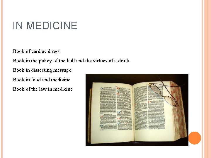 IN MEDICINE Book of cardiac drugs Book in the policy of the hull and