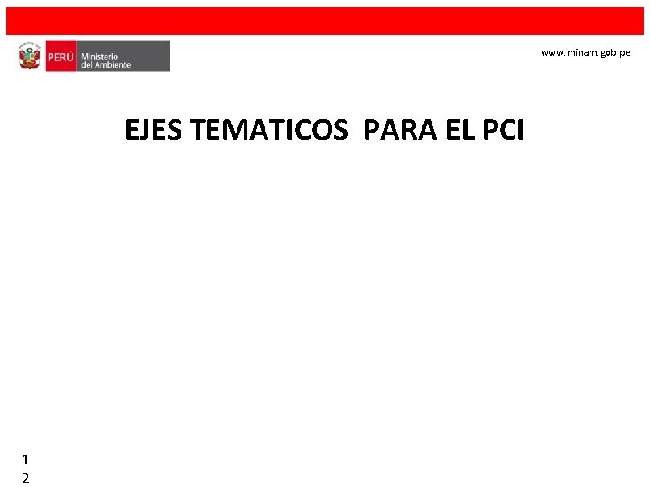 www. minam. gob. pe EJES TEMATICOS PARA EL PCI 1 2 