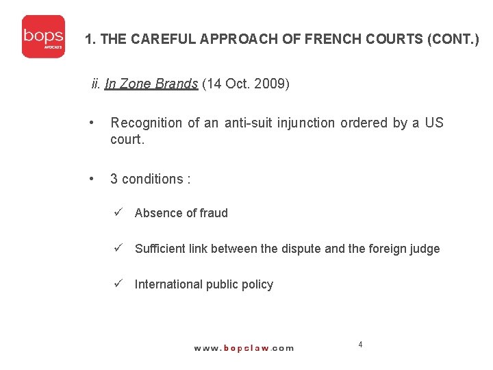 1. THE CAREFUL APPROACH OF FRENCH COURTS (CONT. ) ii. In Zone Brands (14