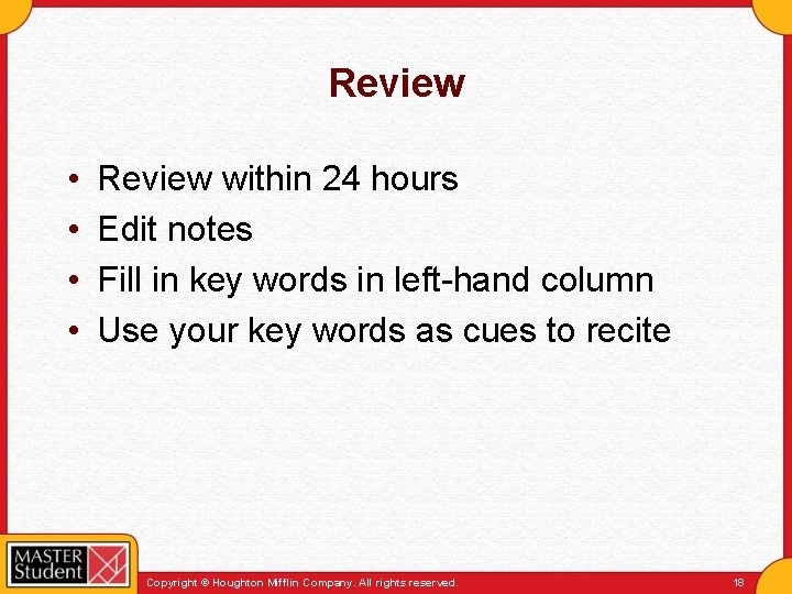 Review • • Review within 24 hours Edit notes Fill in key words in