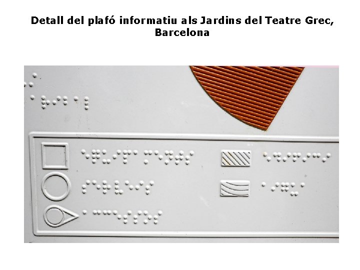 Detall del plafó informatiu als Jardins del Teatre Grec, Barcelona 