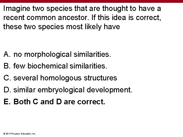 Imagine two species that are thought to have a recent common ancestor. If this