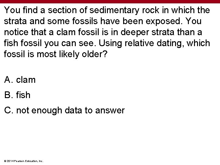 You find a section of sedimentary rock in which the strata and some fossils