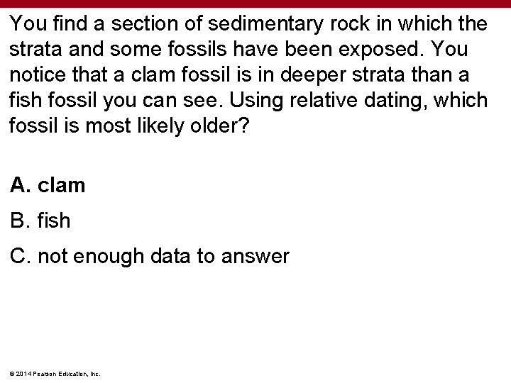 You find a section of sedimentary rock in which the strata and some fossils